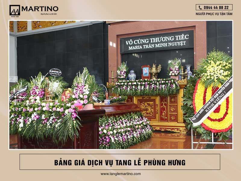 Bảng giá dịch vụ tang lễ Phùng Hưng